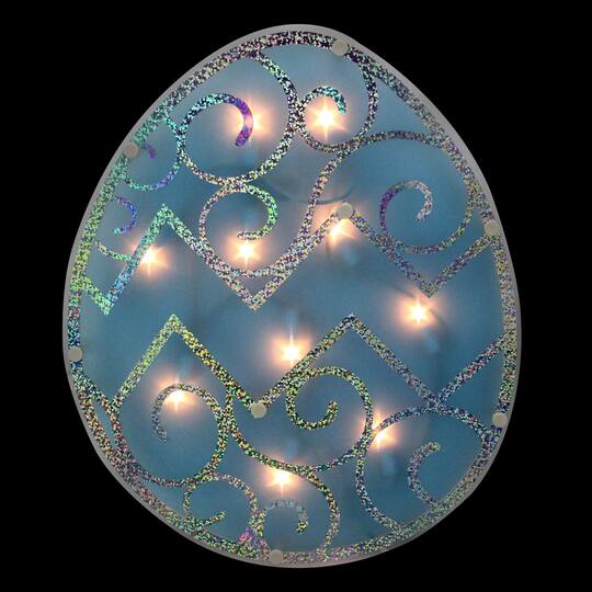 12" Lighted Blue Easter Egg Window Silhouette Decoration